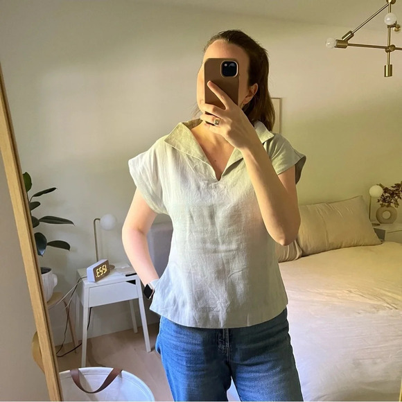 LHI Lithuanian 100% Linen Cap Sleeve Top Blouse in Dove Gray Size XS - Picture 9 of 9